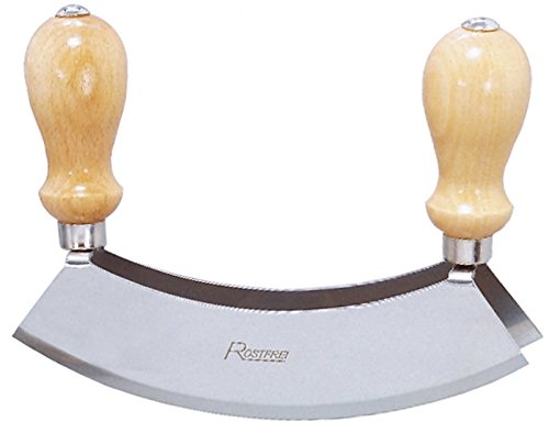 Doppel-Wiegemesser, zweischneidig aus Messerstahl, seidenmatt poliert, mit lackierten Holzgriffen / Länge: 20 cm | ERK