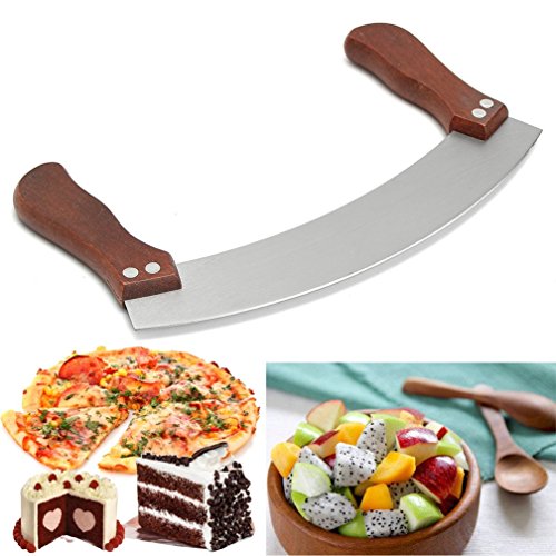 Premium Pizzamesser 24cm Wiegemesser / Pizzaschneider Edelstahlgriffen | 2 Jahre Zufriedenheitsgarantie